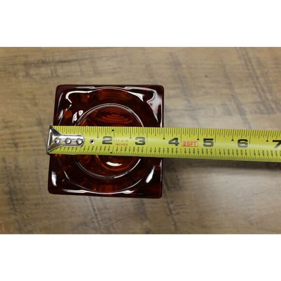 VIKING GLASS Bull’s Eye Candle Holder Orange‎ Persimmon Glimmer MCM Decor - Picture 12 of 12